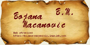 Bojana Macanović vizit kartica
